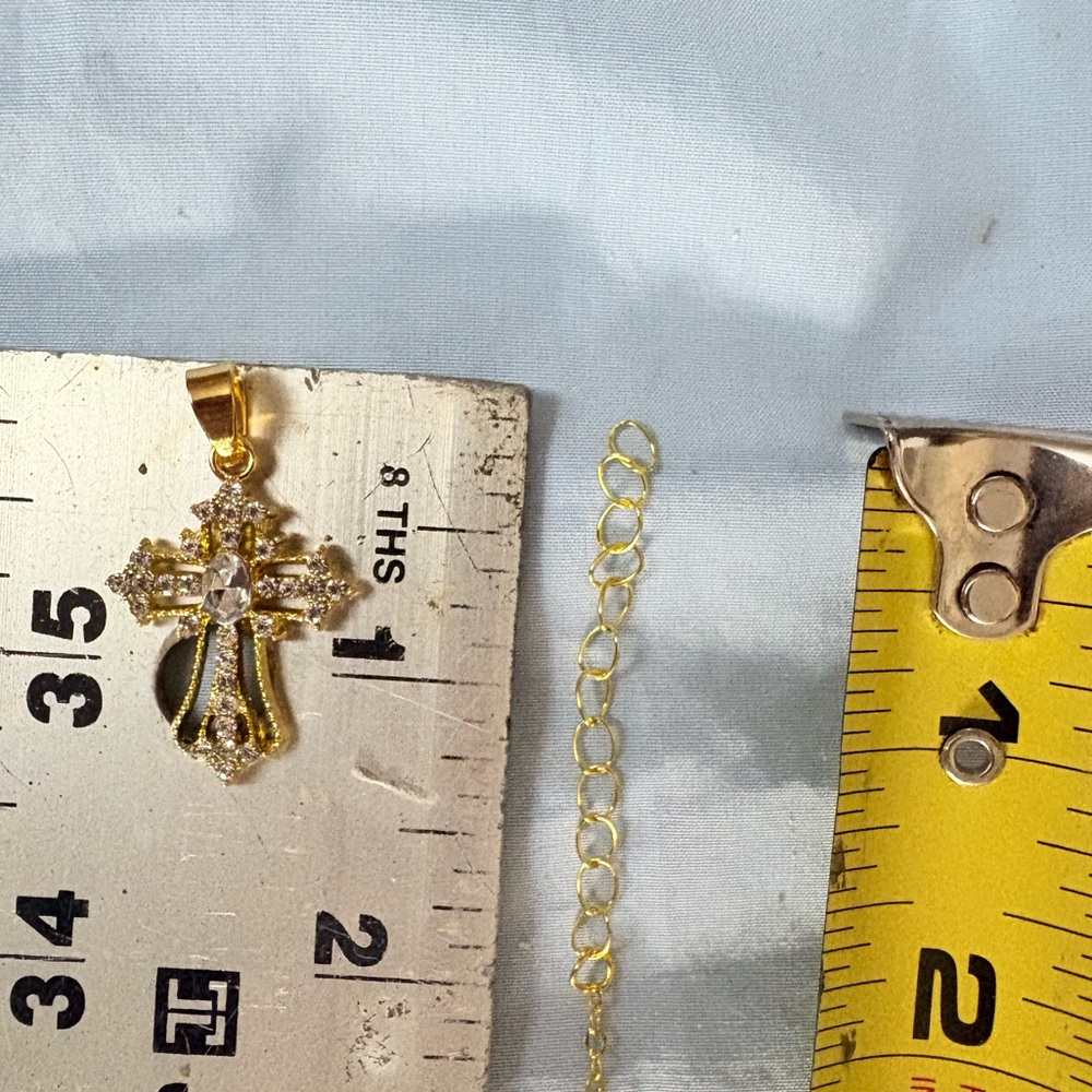 Elegant Gold color Cross Pendant Necklace - Picture 8 of 8